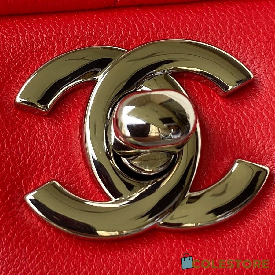 Chanel Mini Flap Bag Lambskin Silver Metal Red A35200 17cm 