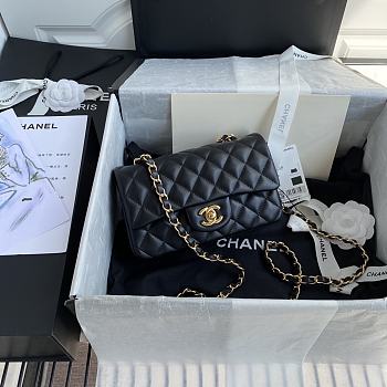 Chanel Classic Flap Bag Lambskin Leather Black A0116 Size 20cm