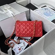 Chanel Classic Flap Bag Lambskin Leather Red A0116 Size 20cm - 5