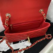 Chanel Classic Flap Bag Lambskin Leather Red A0116 Size 20cm - 4