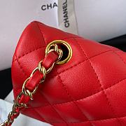 Chanel Classic Flap Bag Lambskin Leather Red A0116 Size 20cm - 2