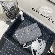 Chanel Classic Flap Bag Lambskin Leather Gray Silver Hardware 20cm - 3