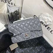 Chanel Classic Flap Bag Lambskin Leather Gray Silver Hardware 20cm - 4