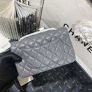 Chanel Classic Flap Bag Lambskin Leather Gray Silver Hardware 20cm - 5
