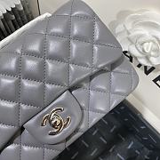 Chanel Classic Flap Bag Lambskin Leather Gray Silver Hardware 20cm - 6