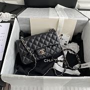 Chanel Classic Flap Bag Lambskin Leather Black Silver Hardware 20cm - 1