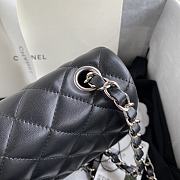 Chanel Classic Flap Bag Lambskin Leather Black Silver Hardware 20cm - 6