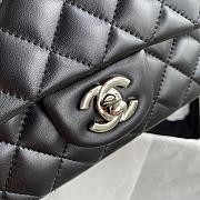 Chanel Classic Flap Bag Lambskin Leather Black Silver Hardware 20cm - 5
