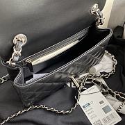 Chanel Classic Flap Bag Lambskin Leather Black Silver Hardware 20cm - 4