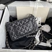 Chanel Classic Flap Bag Lambskin Leather Black Silver Hardware 20cm - 2