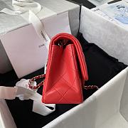 Chanel Classic Flap Bag Lambskin Leather Red Silver Hardware 20cm - 6