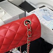 Chanel Classic Flap Bag Lambskin Leather Red Silver Hardware 20cm - 5