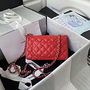 Chanel Classic Flap Bag Lambskin Leather Red Silver Hardware 20cm - 4