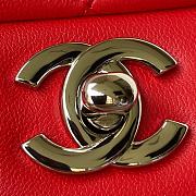 Chanel Classic Flap Bag Lambskin Leather Red Silver Hardware 20cm - 2
