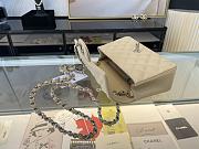 Chanel Mini Classic Flap Bag Leather Silver-tone Metal Beige Size 20cm - 6