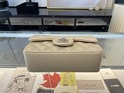 Chanel Mini Classic Flap Bag Leather Silver-tone Metal Beige Size 20cm - 5