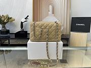 Chanel Mini Classic Flap Bag Leather Silver-tone Metal Beige Size 20cm - 2