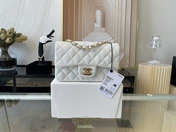 Chanel Mini Classic Flap Bag Quilted Leather Gold-tone Metal White A01116 Size 20cm