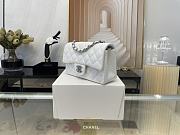 Chanel Mini Flap Bag Quilted Leather Siver-tone Metal White 20cm - 3