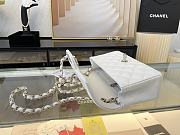 Chanel Mini Flap Bag Quilted Leather Siver-tone Metal White 20cm - 5