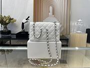 Chanel Mini Flap Bag Quilted Leather Siver-tone Metal White 20cm - 6
