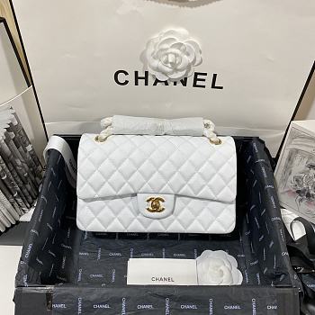 Chanel Flap Bag Lambskin Gold-tone Metal White Size 20cm