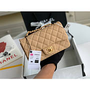 Chanel Classic Flap Bag Caviar Beige In Gold Hardware A01116 Size 20cm - 2