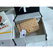 Chanel Classic Flap Bag Caviar Beige In Gold Hardware A01116 Size 20cm - 3
