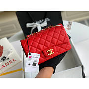 Chanel Classic Flap Bag Caviar Red In Gold Hardware A01116 Size 20cm - 1