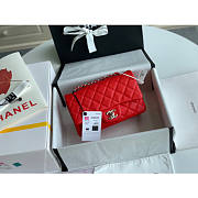 Chanel Classic Flap Bag Caviar Red In Gold Hardware A01116 Size 20cm - 2