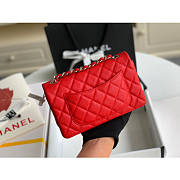 Chanel Classic Flap Bag Caviar Red In Gold Hardware A01116 Size 20cm - 6