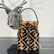 Fendi Mon Tresor Small Bucket Bag Brown Sheepskin Bag 8BS010 Size 18m - 1