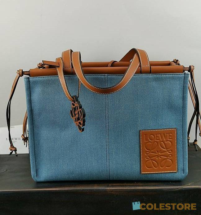 Loewe Cushion Tote Bag In Blue 21267 Size 32x24x16cm - 1