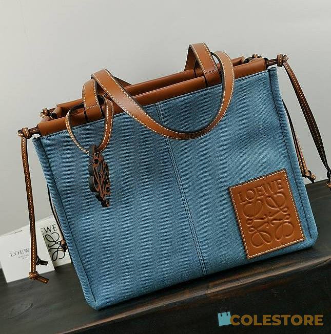 Loewe Cushion Tote Bag In Blue 21267 Size 35x27x19cm - 1