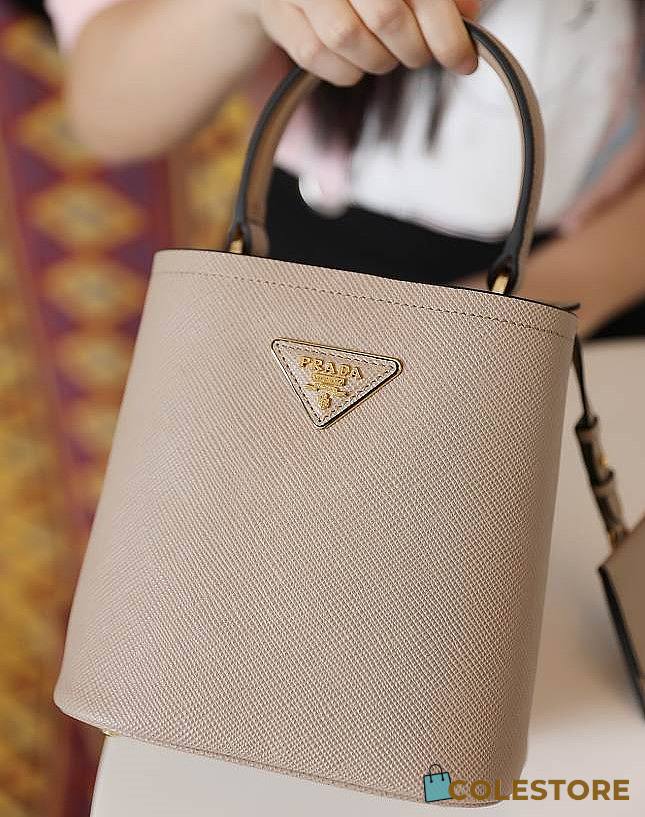 Prada Mini Panier Saffiano Shoulder Bag In Beige 1BA217 Size 18x17x10.5cm - 1