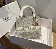 Dior Lady Medium White Toile de Jouy Reverse Embroidery Size 24cm - 1