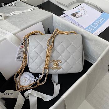 Chanel Chain Flap Bag Blue Gray AS2975 Size 20cm