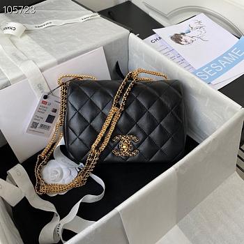 Chanel Chain Flap Bag Black AS2975 Size 20cm