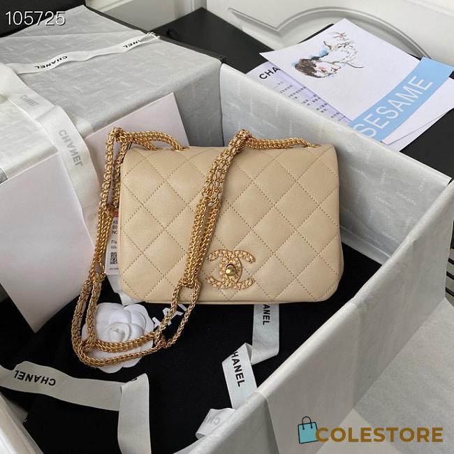 Chanel Chain Flap Bag Beige AS2975 Size 20cm - 1