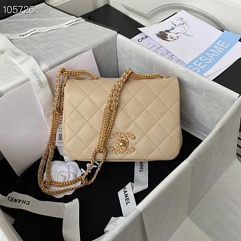 Chanel Chain Flap Bag Beige AS2975 Size 20cm
