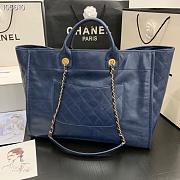 Chanel Shopping Bag Cowhide Leather Blue 40cm - 6