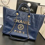 Chanel Shopping Bag Cowhide Leather Blue 40cm - 4