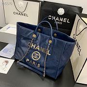 Chanel Shopping Bag Cowhide Leather Blue 40cm - 3