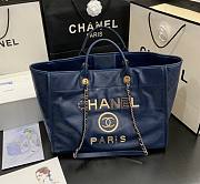 Chanel Shopping Bag Cowhide Leather Blue 40cm - 1