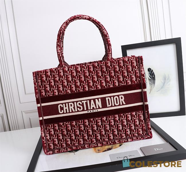 Dior Book Tote Oblique Embroidery Size 36.5cm - 1