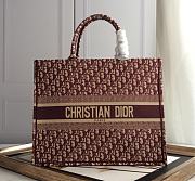 Dior Book Tote Oblique Burgundy Embroidery Size 42cm - 1