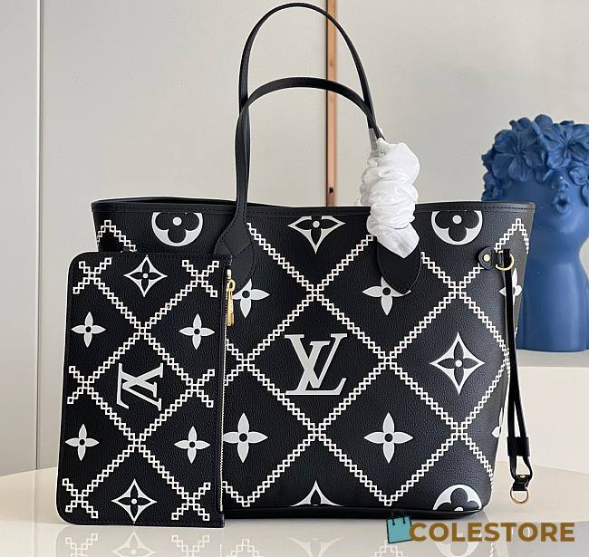 Louis Vuitton Neverfull Malletage Pattern In Noir M46039 Size 31cm - 1