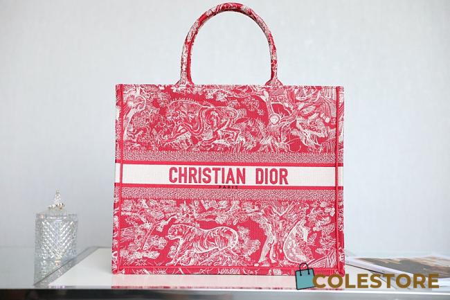 Dior Book Tote Black Red Embroidery M1286 Size 41.5cm. - 1