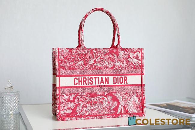 Dior Book Tote Black Red Embroidery M1286 Size 36.5cm - 1