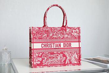 Dior Book Tote Black Red Embroidery M1286 Size 36.5cm